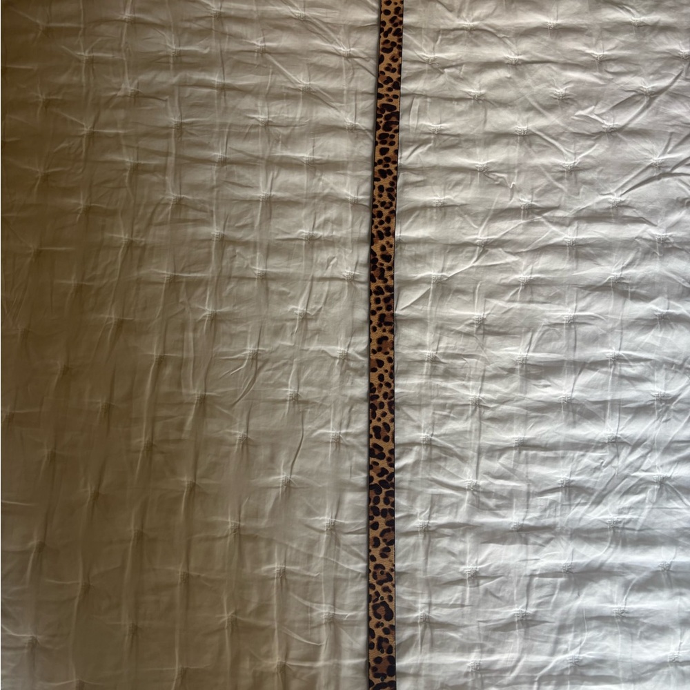 Express Calf Hair Leopard Print Belt with Gold Buckle - Picture 6 of 10